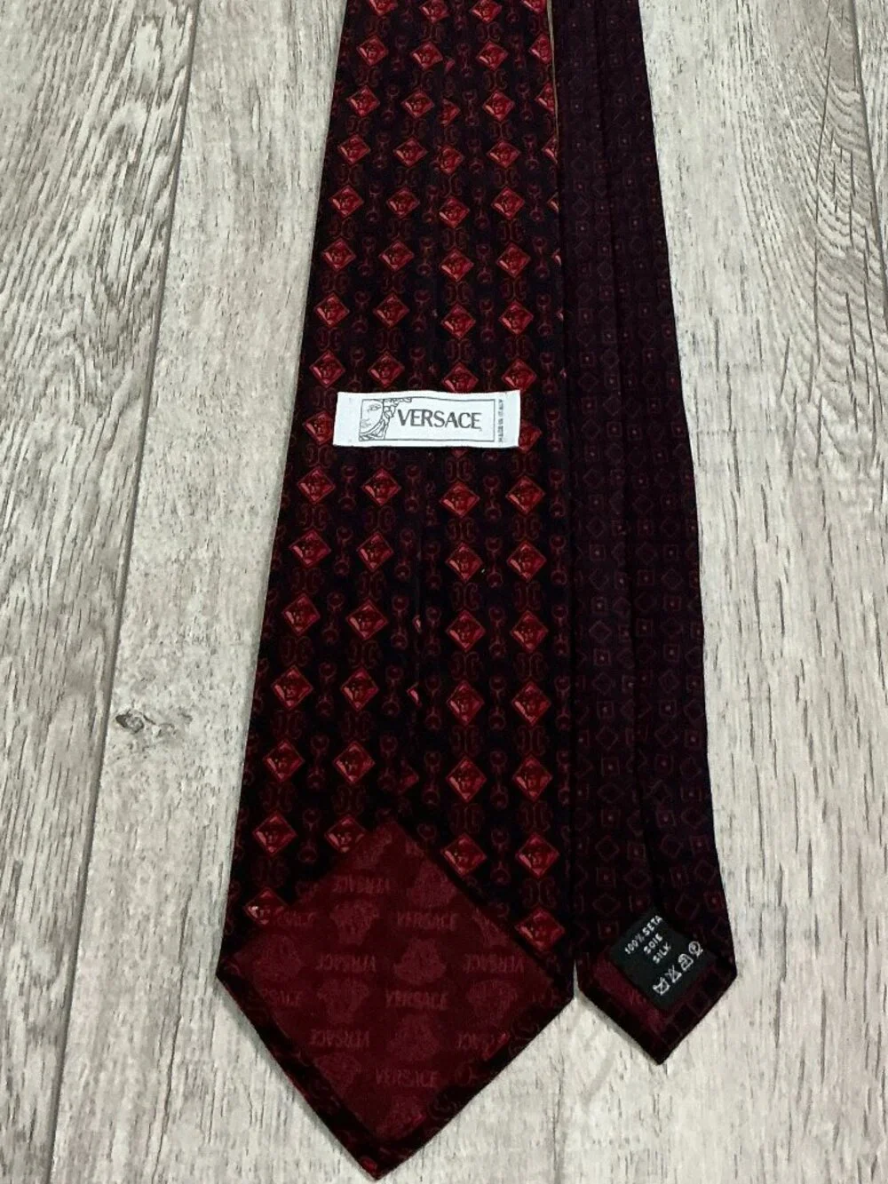 Gianni Versace Tie Black Red Silk Designer Necktie
